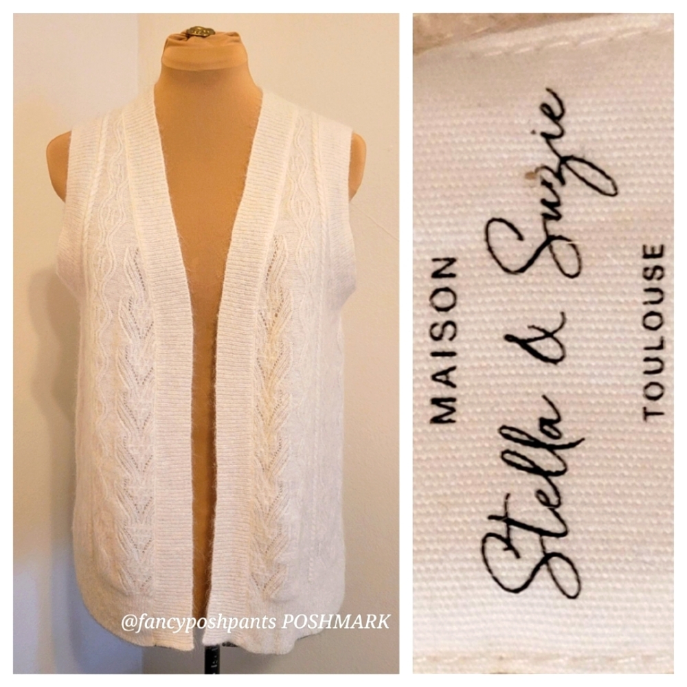 new!MAISON STELLA & SUZIE French quality fine wool/mohair blend sweater vest top